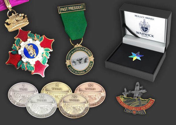Product montage of service awards, orders and medals from Selcraft UK Ltd