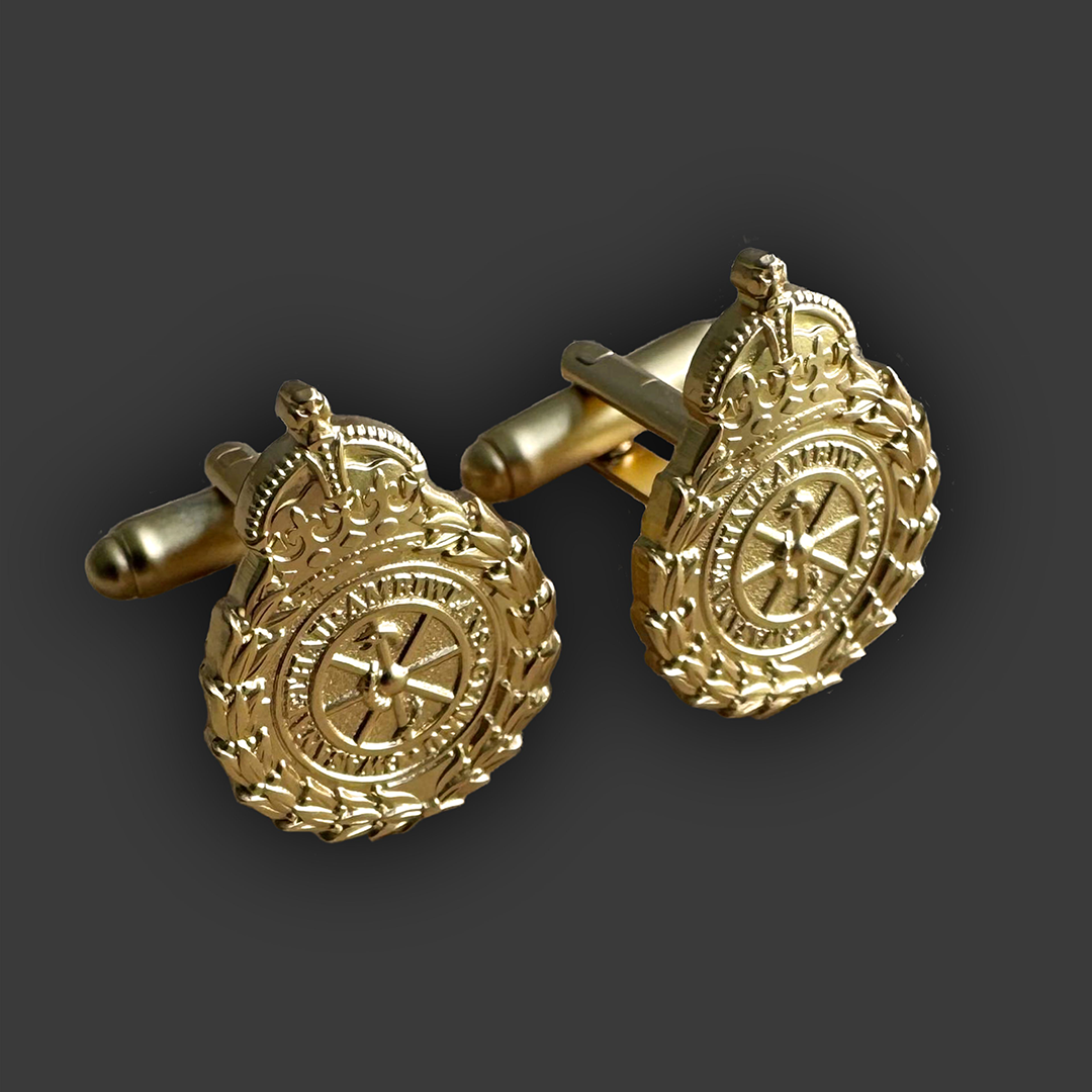 image of custom cufflinks produced for the Welsh Ambulance Service by Selcraft UK
