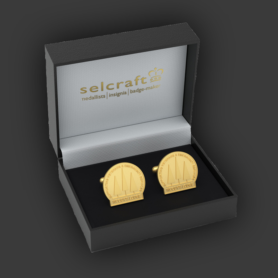 image showing branded jewellery produced for Woody's Lodge charity in its custom presentation case