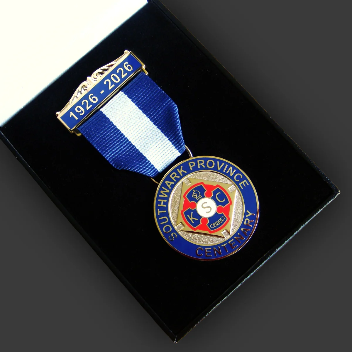 Centenary breast jewel in its black presentation box, made by Selcraft
